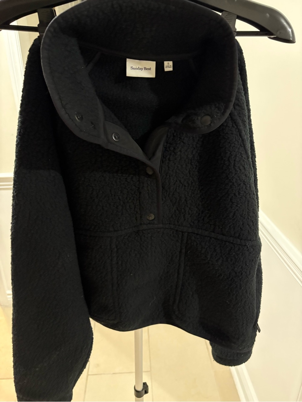 Aritzia Sunday Best Black Teddy Snap-Front - Cozy Everyday Layer Size S